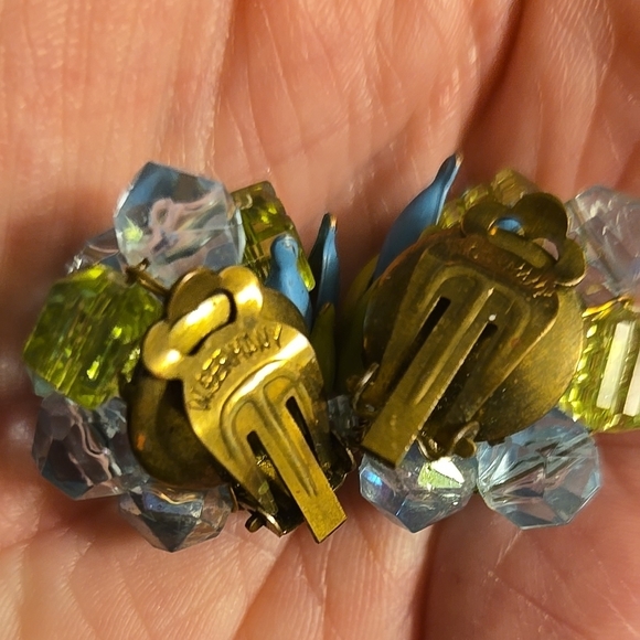 Vintage Beaded Cluster Earrings made in West Germany - Picture 7 of 7